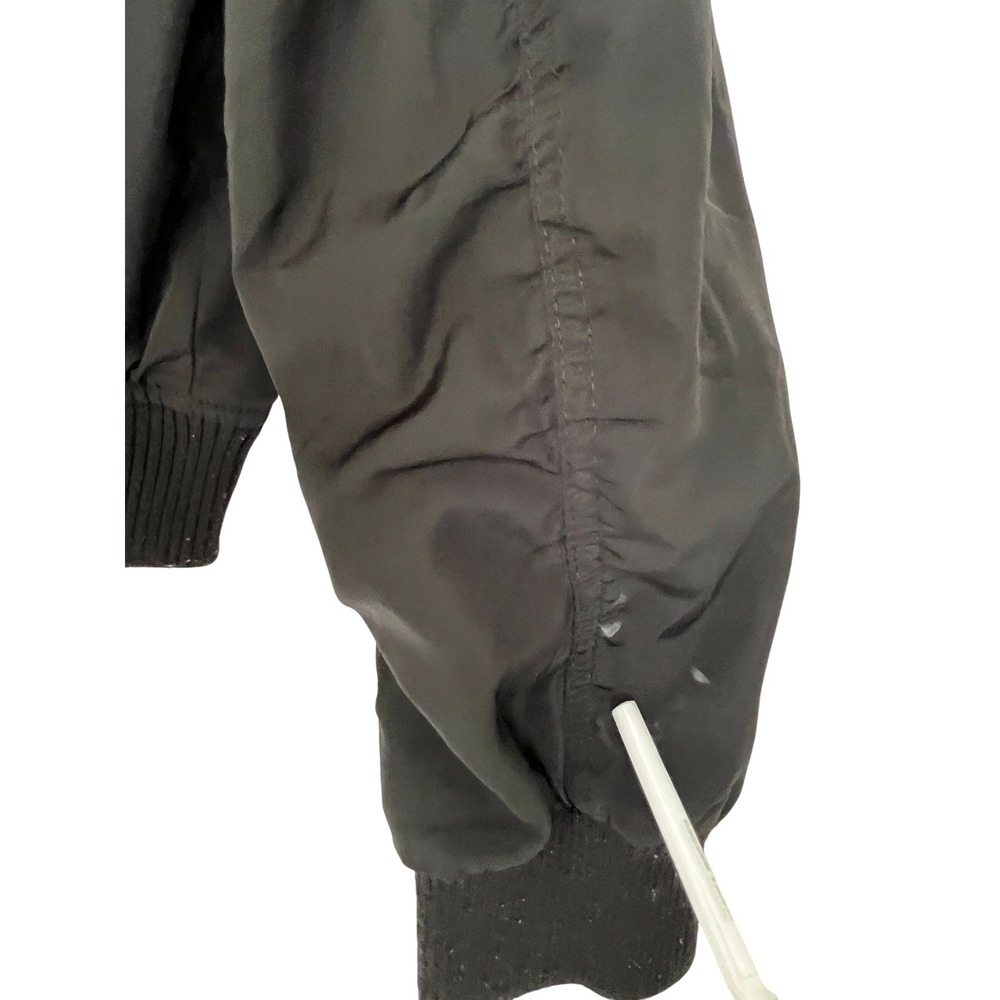 H M Black Bomber Jacket Full Zip Ring Detail Ribbed Cuffs Sz 10 11 - Picture 11 of 12
